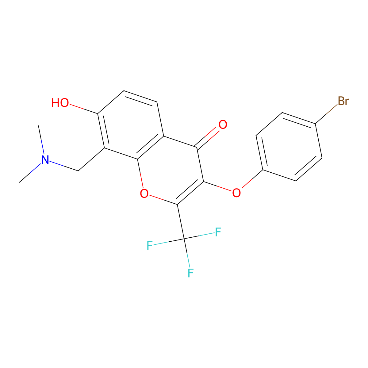 3-(4-bromophenoxy)-8-[(dimethylamino)methyl]-7-hydroxy-2-(trifluoromethyl)-4H-chromen-4-one molecular structure, CAS 326872-98-4