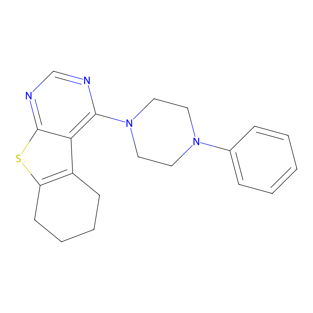 4-(4-Phenylpiperazin-1-yl)-5,6,7,8-tetrahydro[1]benzothieno[2,3-d]pyrimidine molecular structure, CAS 326873-06-7