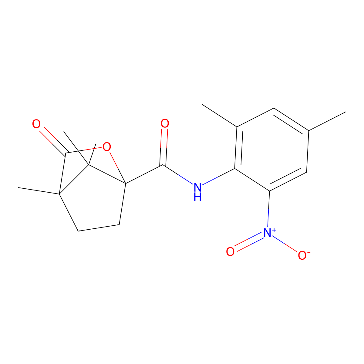 (1S,4S)-N-(2,4-dimethyl-6-nitrophenyl)-4,7,7-trimethyl-3-oxo-2-oxabicyclo[2.2.1]heptane-1-carboxamide molecular structure, CAS 326873-09-0