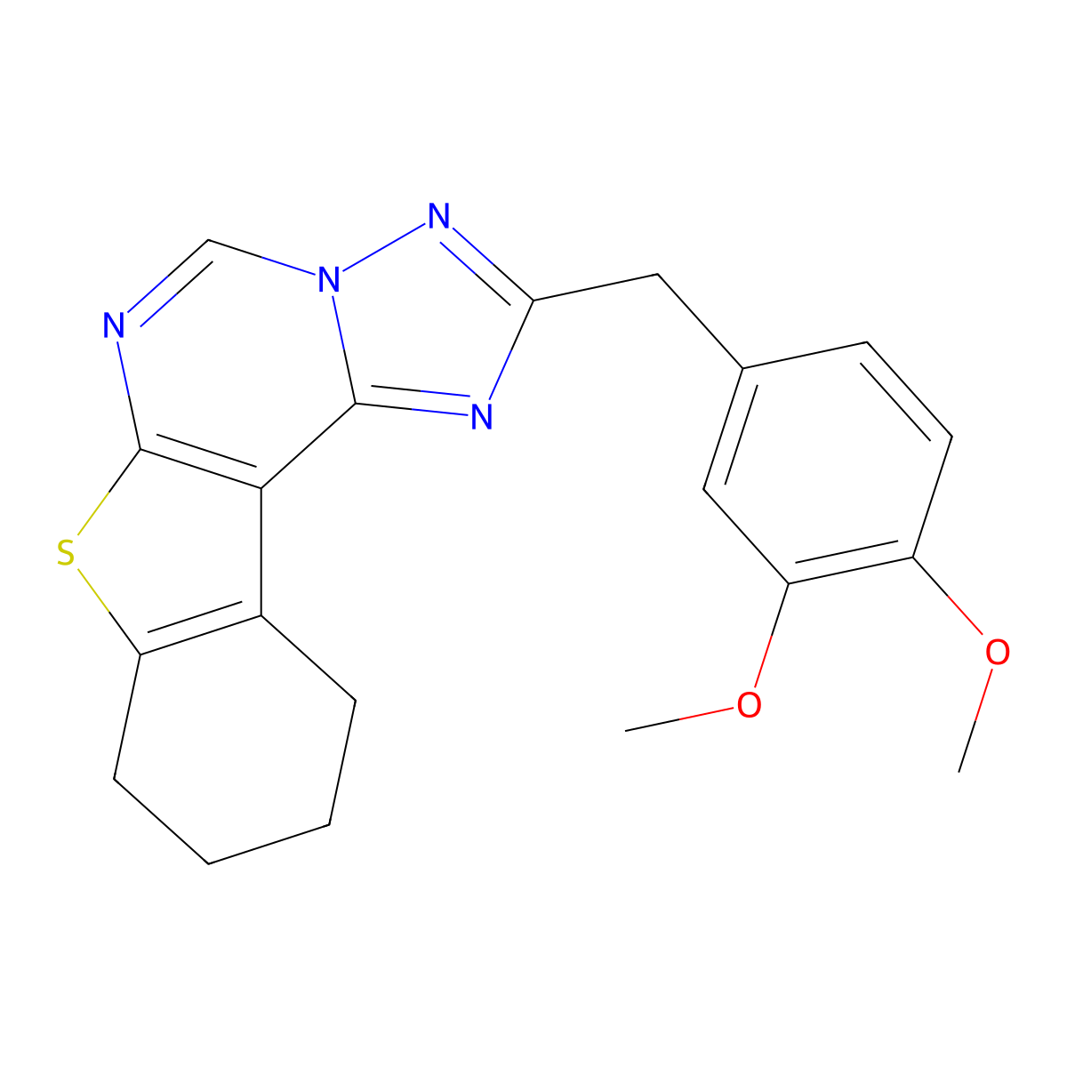 2-(3,4-Dimethoxybenzyl)-8,9,10,11-tetrahydro[1]benzothieno[3,2-e][1,2,4]triazolo[1,5-c]pyrimidine molecular structure, CAS 326874-18-4
