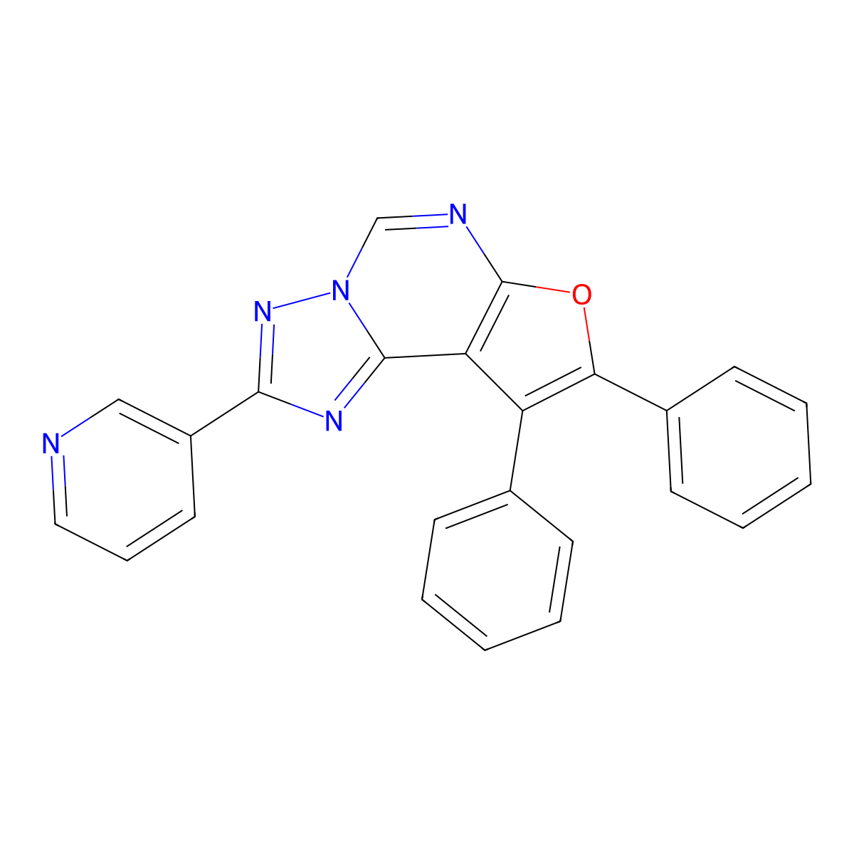 8,9-Diphenyl-2-(pyridin-3-yl)furo[3,2-e][1,2,4]triazolo[1,5-c]pyrimidine molecular structure, CAS 326874-28-6