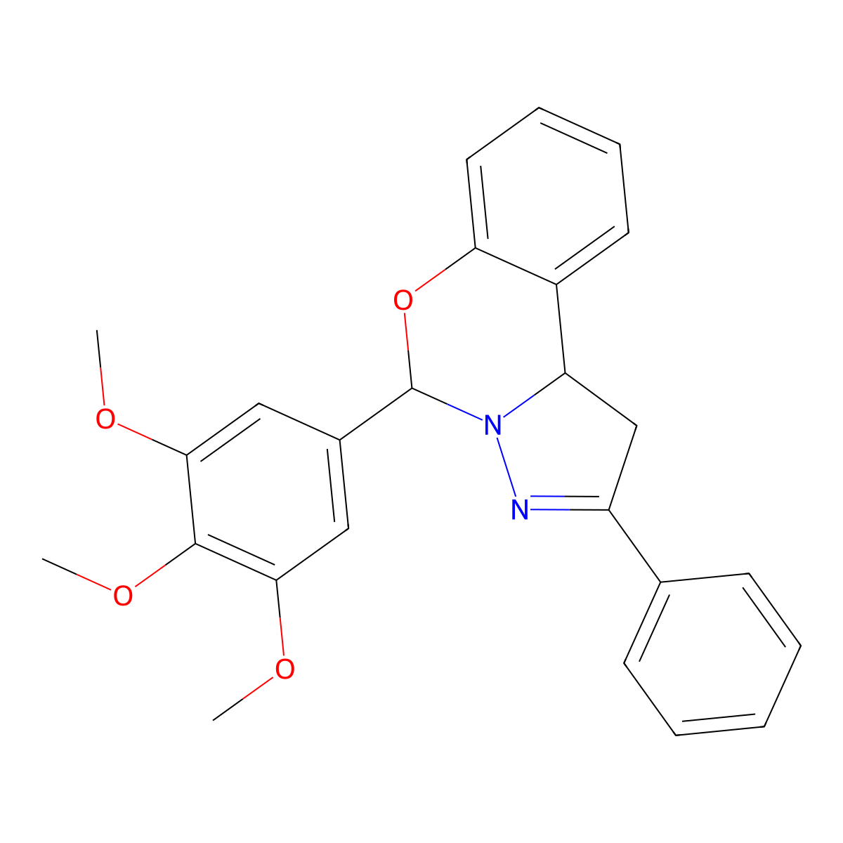 2-Phenyl-5-(3,4,5-trimethoxyphenyl)-1,10b-dihydropyrazolo[1,5-c][1,3]benzoxazine molecular structure, CAS 326874-37-7