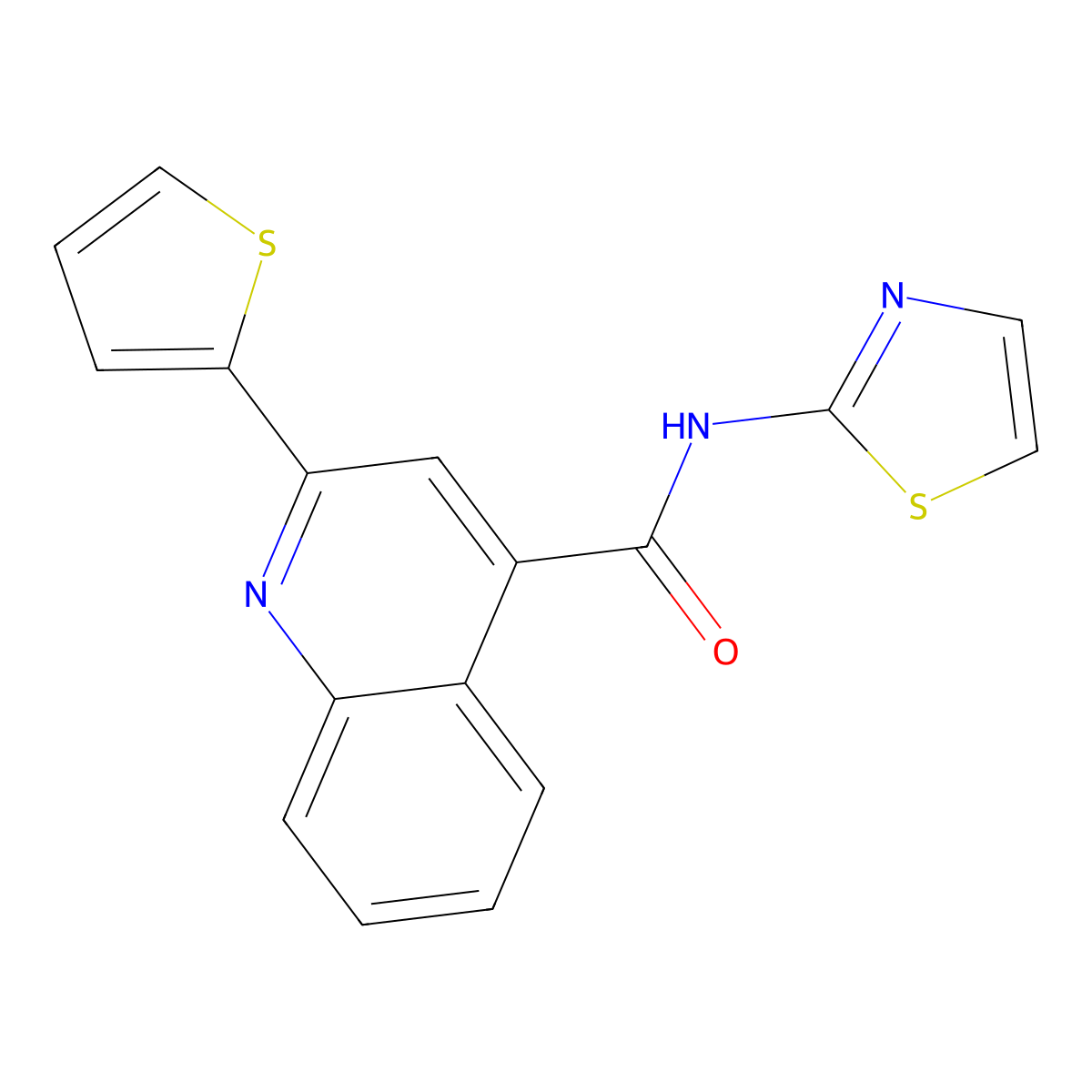 N-(1,3-thiazol-2-yl)-2-(thiophen-2-yl)quinoline-4-carboxamide molecular structure, CAS 326876-17-9