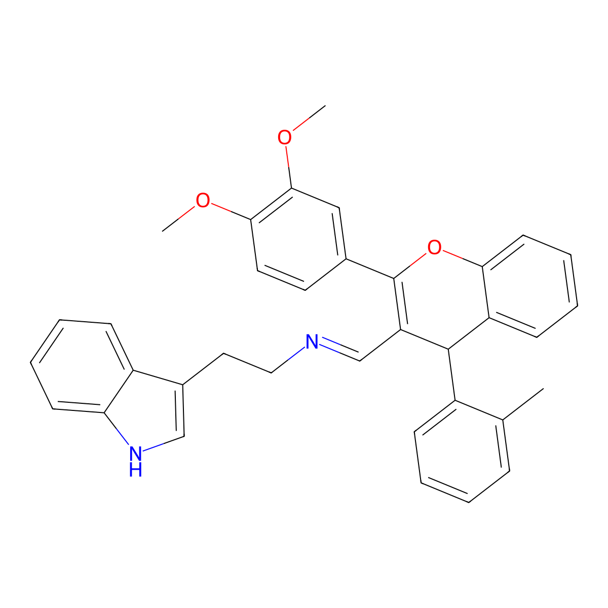 1-[2-(3,4-dimethoxyphenyl)-4-(2-methylphenyl)-4H-chromen-3-yl]-N-[2-(1H-indol-3-yl)ethyl]methanimine molecular structure, CAS 326876-39-5
