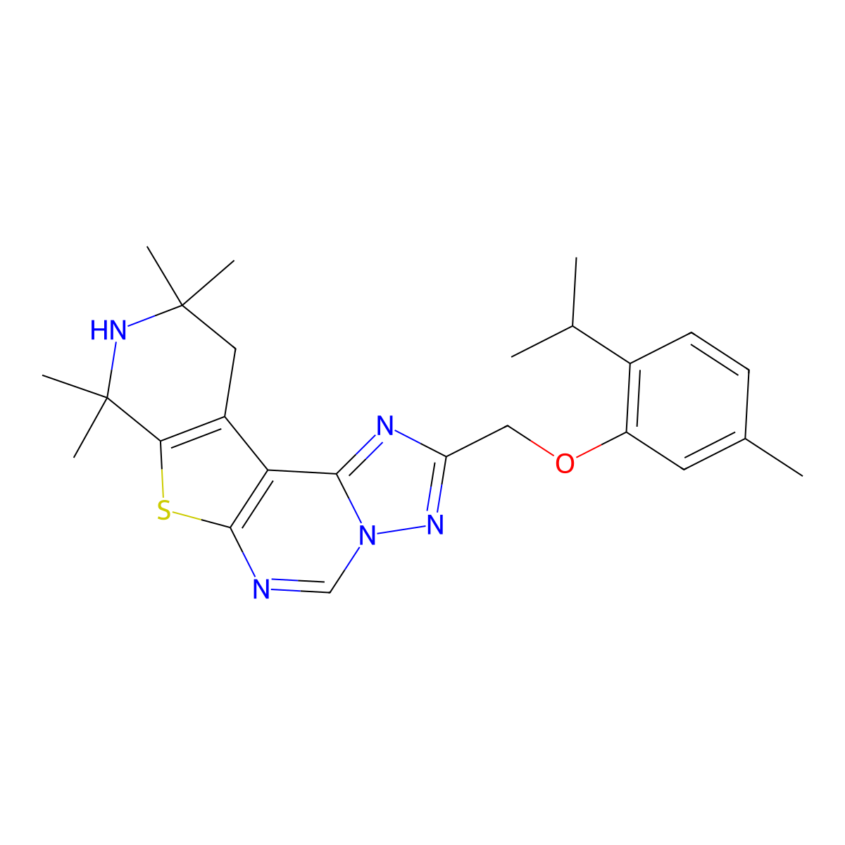 2-((2-Isopropyl-5-methylphenoxy)methyl)-8,8,10,10-tetramethyl-8,9,10,11-tetrahydropyrido[4',3':4,5]thieno[3,2-e][1,2,4]triazolo[1,5-c]pyrimidine molecular structure, CAS 326877-54-7