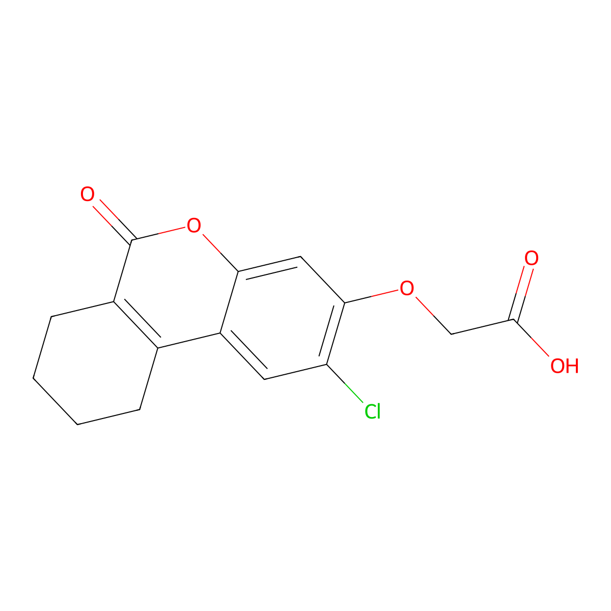2-({2-chloro-6-oxo-6H,7H,8H,9H,10H-cyclohexa[c]chromen-3-yl}oxy)acetic acid molecular structure, CAS 326878-33-5