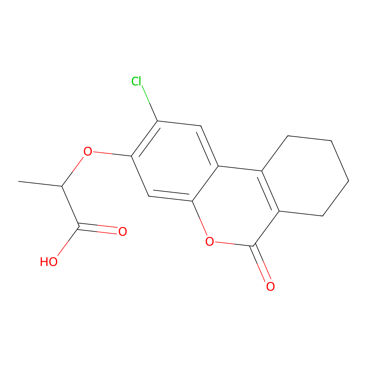 2-[(2-chloro-6-oxo-7,8,9,10-tetrahydro-6H-benzo[c]chromen-3-yl)oxy]propanoic acid molecular structure, CAS 326878-37-9