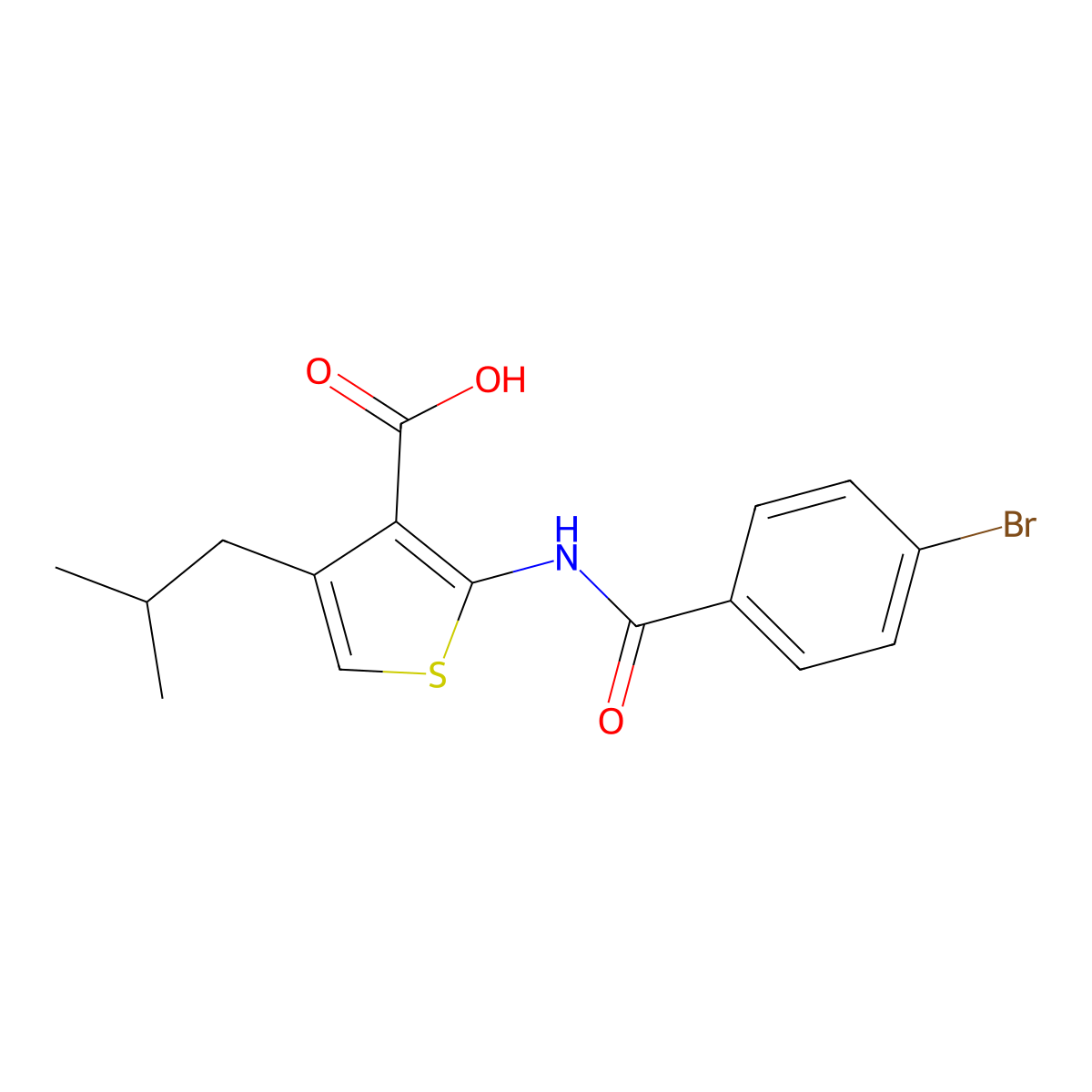 2-[(4-Bromobenzoyl)amino]-4-(2-methylpropyl)thiophene-3-carboxylic acid molecular structure, CAS 326878-56-2