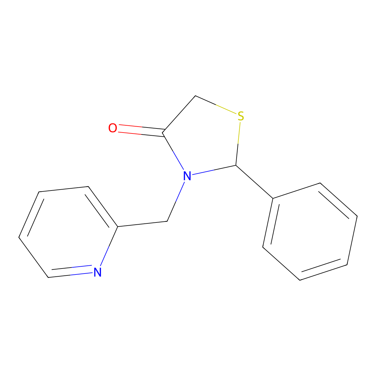 2-Phenyl-3-(pyridin-2-ylmethyl)thiazolidin-4-one molecular structure, CAS 326879-46-3