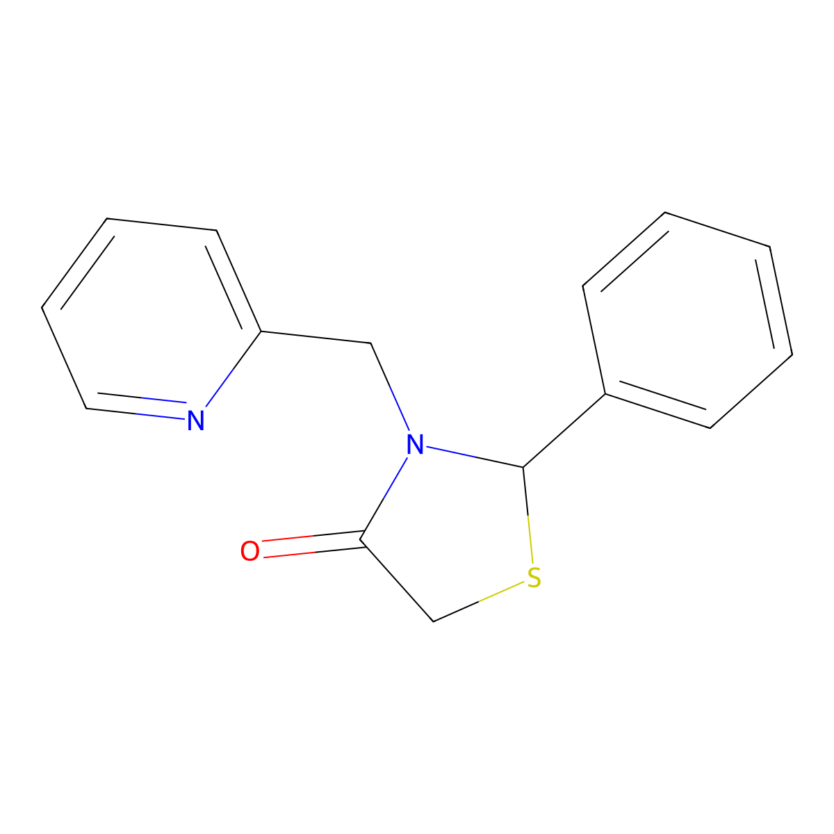 2-Phenyl-3-(pyridin-2-ylmethyl)thiazolidin-4-one molecular structure, CAS 326879-46-3