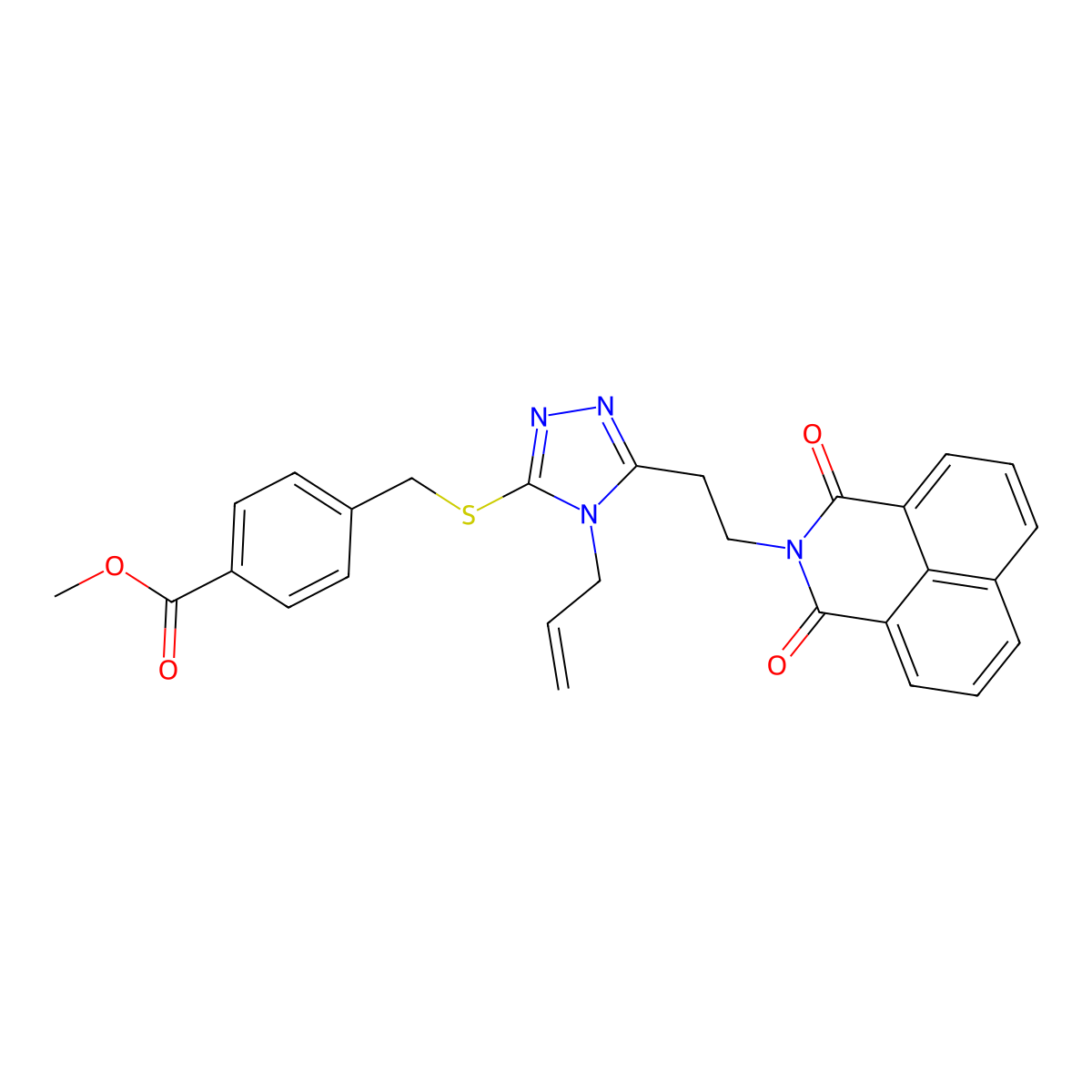 Methyl 4-[[5-[2-(1,3-dioxobenzo[de]isoquinolin-2-yl)ethyl]-4-prop-2-enyl-1,2,4-triazol-3-yl]sulfanylmethyl]benzoate molecular structure, CAS 326880-24-4