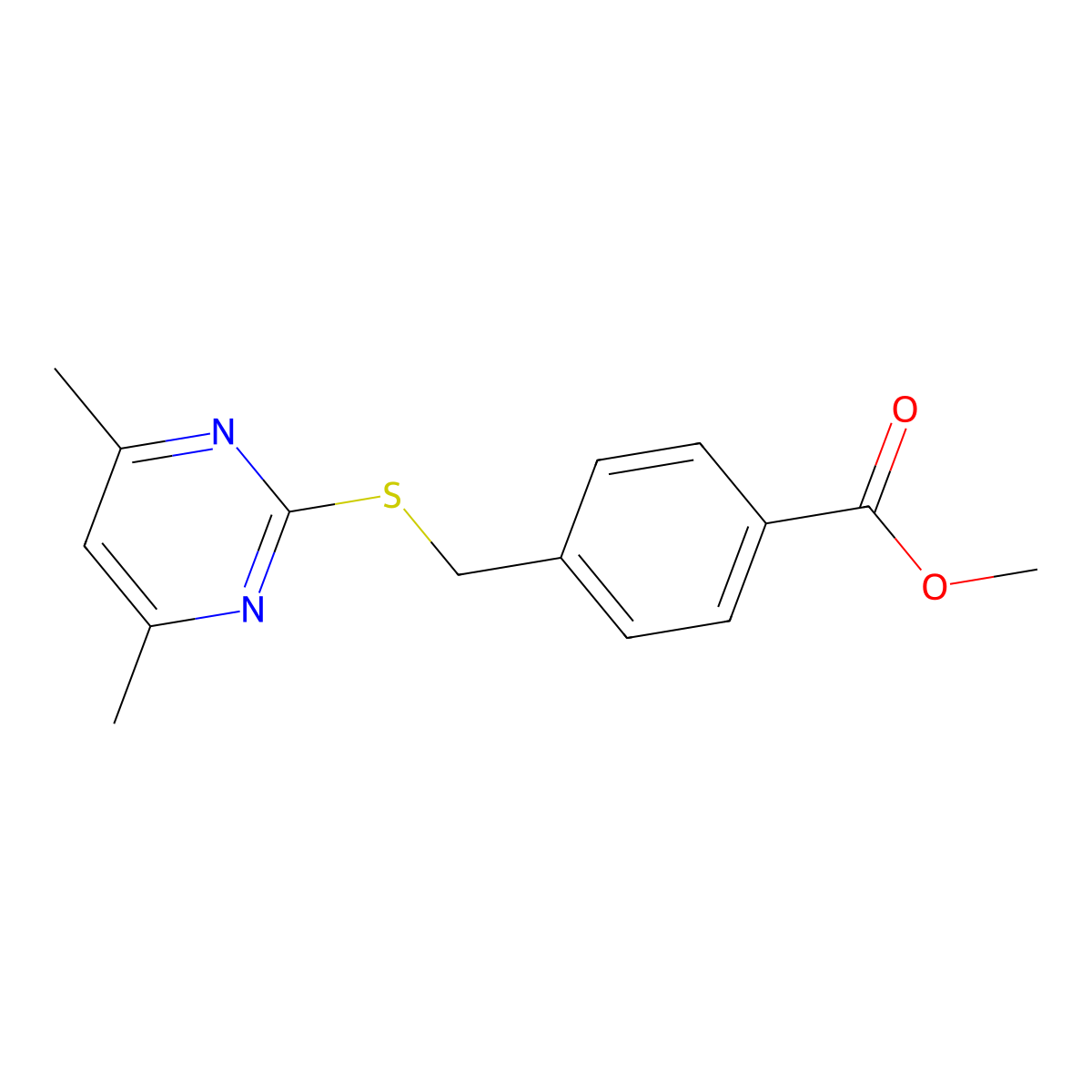 Methyl 4-[(4,6-dimethylpyrimidin-2-ylthio)methyl]benzoate molecular structure, CAS 326880-29-9