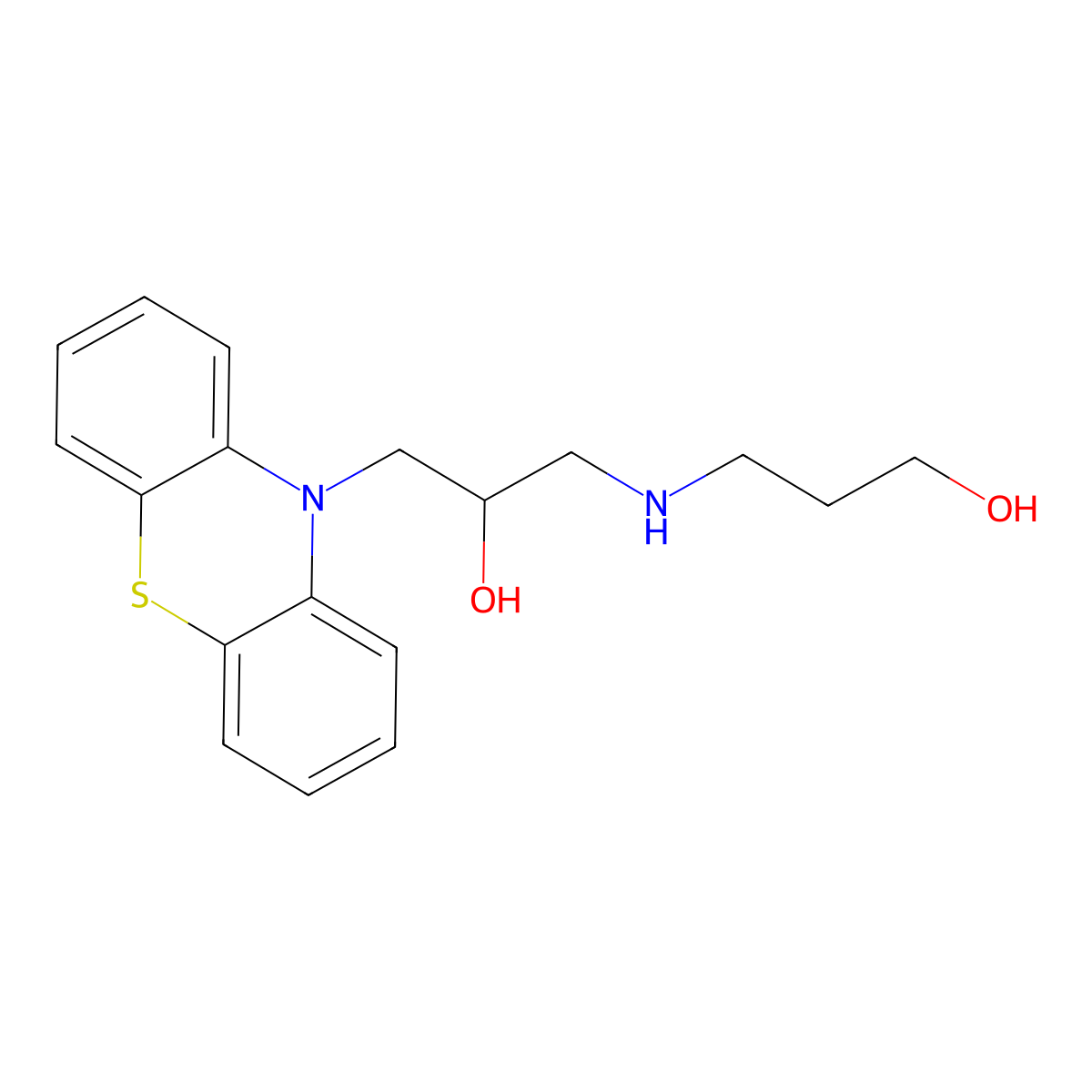 3-{[2-hydroxy-3-(10H-phenothiazin-10-yl)propyl]amino}propan-1-ol molecular structure, CAS 326881-60-1