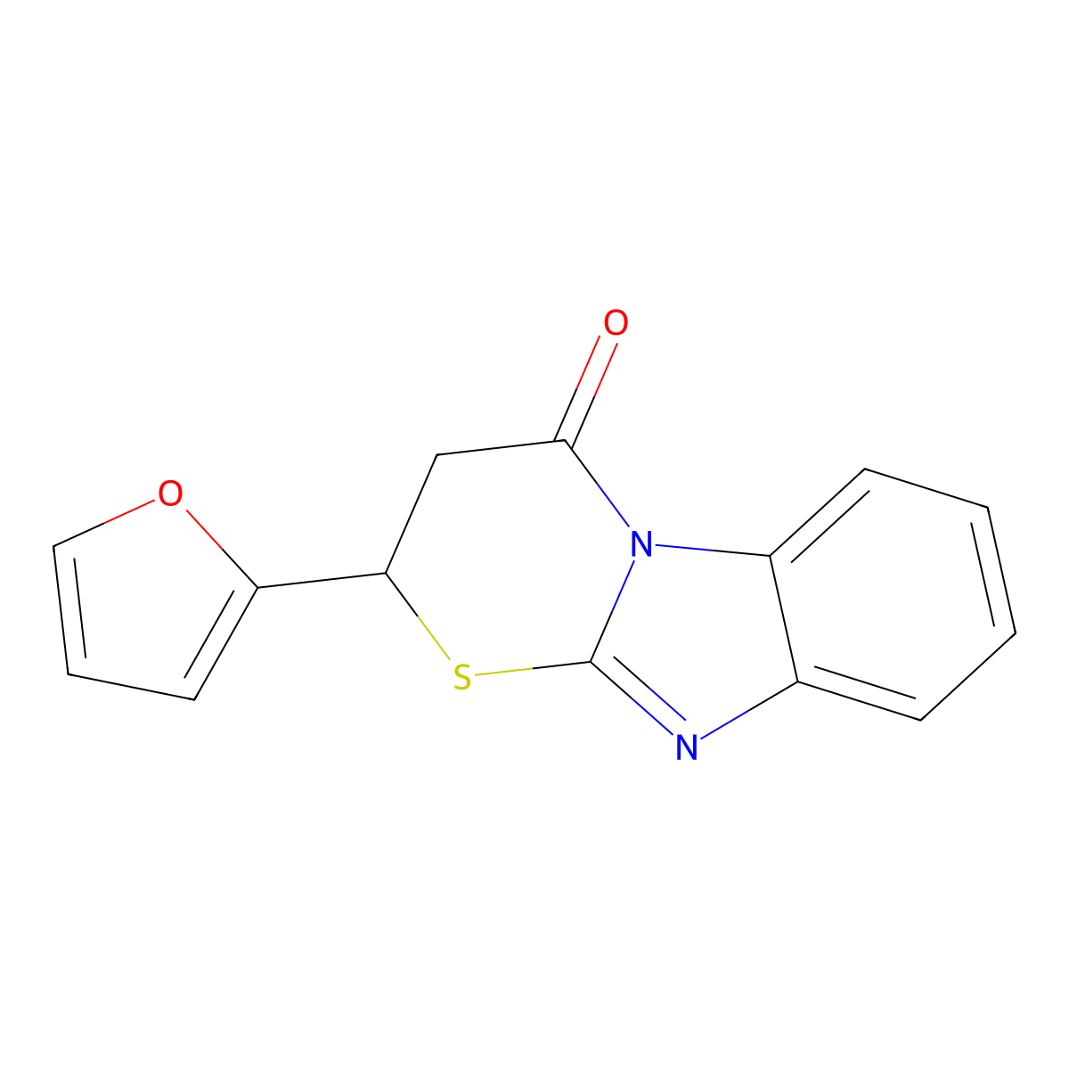 2-(furan-2-yl)-2,3-dihydro-4H-[1,3]thiazino[3,2-a]benzimidazol-4-one molecular structure, CAS 326881-74-7