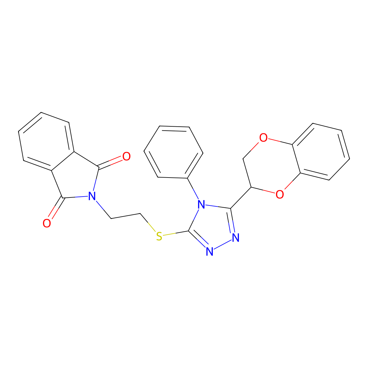 2-[2-[[5-(2,3-Dihydro-1,4-benzodioxin-3-yl)-4-phenyl-1,2,4-triazol-3-yl]sulfanyl]ethyl]isoindole-1,3-dione molecular structure, CAS 326881-79-2