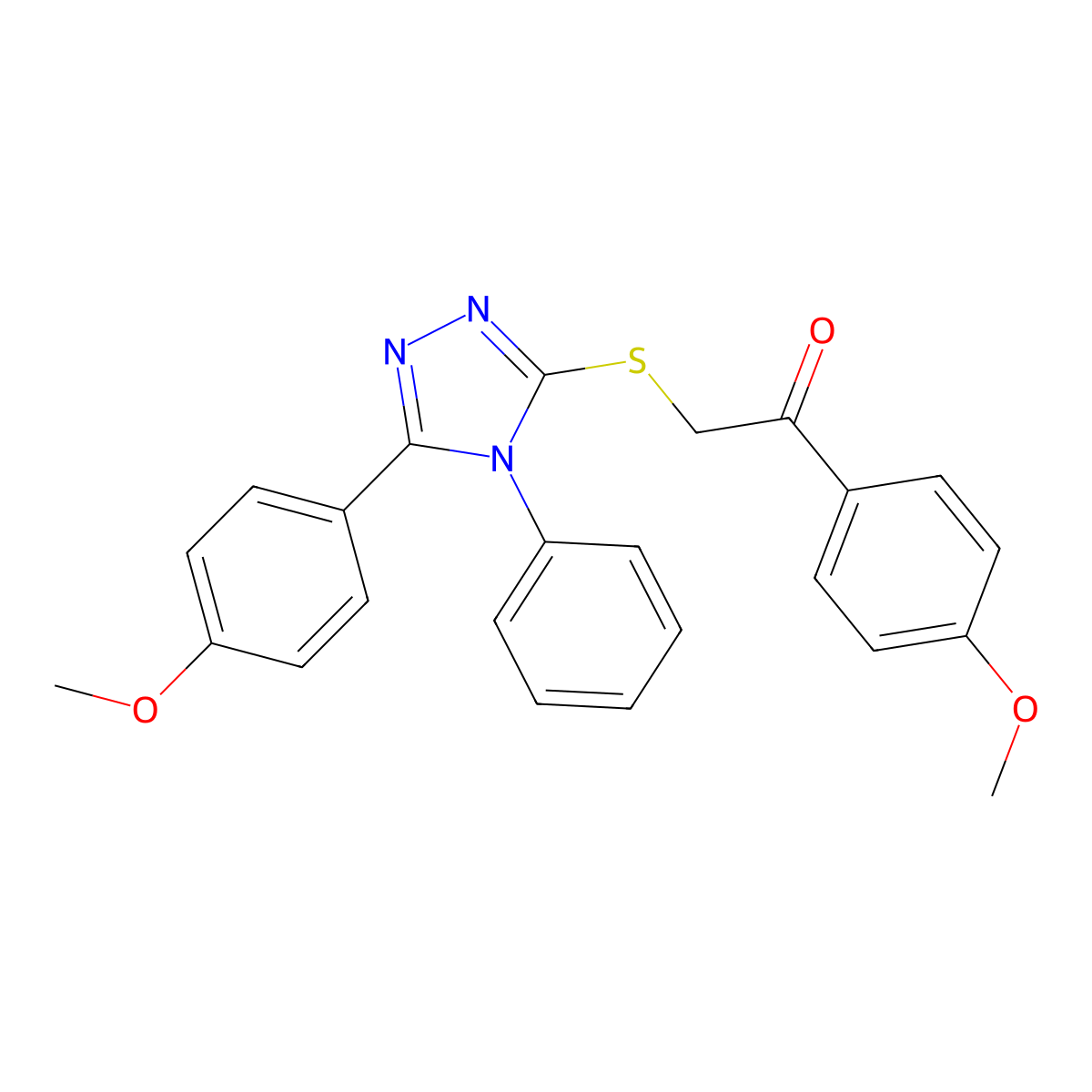 1-(4-methoxyphenyl)-2-((5-(4-methoxyphenyl)-4-phenyl-4H-1,2,4-triazol-3-yl)thio)ethanone molecular structure, CAS 326881-81-6