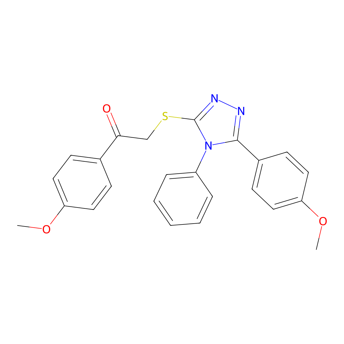 1-(4-methoxyphenyl)-2-((5-(4-methoxyphenyl)-4-phenyl-4H-1,2,4-triazol-3-yl)thio)ethanone molecular structure, CAS 326881-81-6