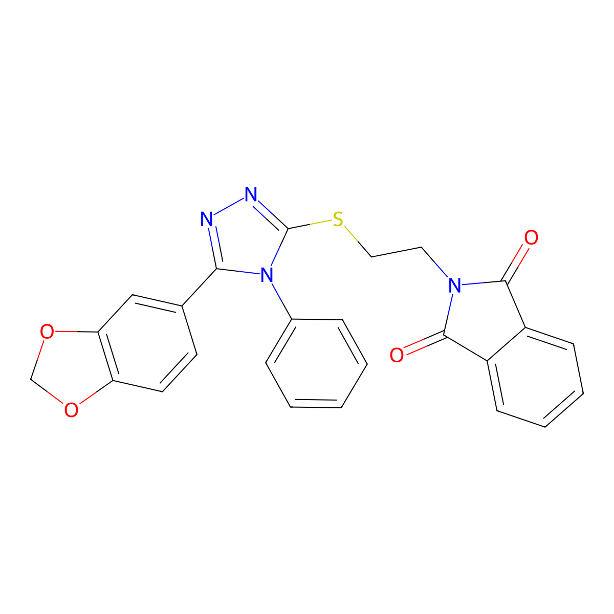 2-(2-((5-(benzo[d][1,3]dioxol-5-yl)-4-phenyl-4H-1,2,4-triazol-3-yl)thio)ethyl)isoindoline-1,3-dione molecular structure, CAS 326881-92-9