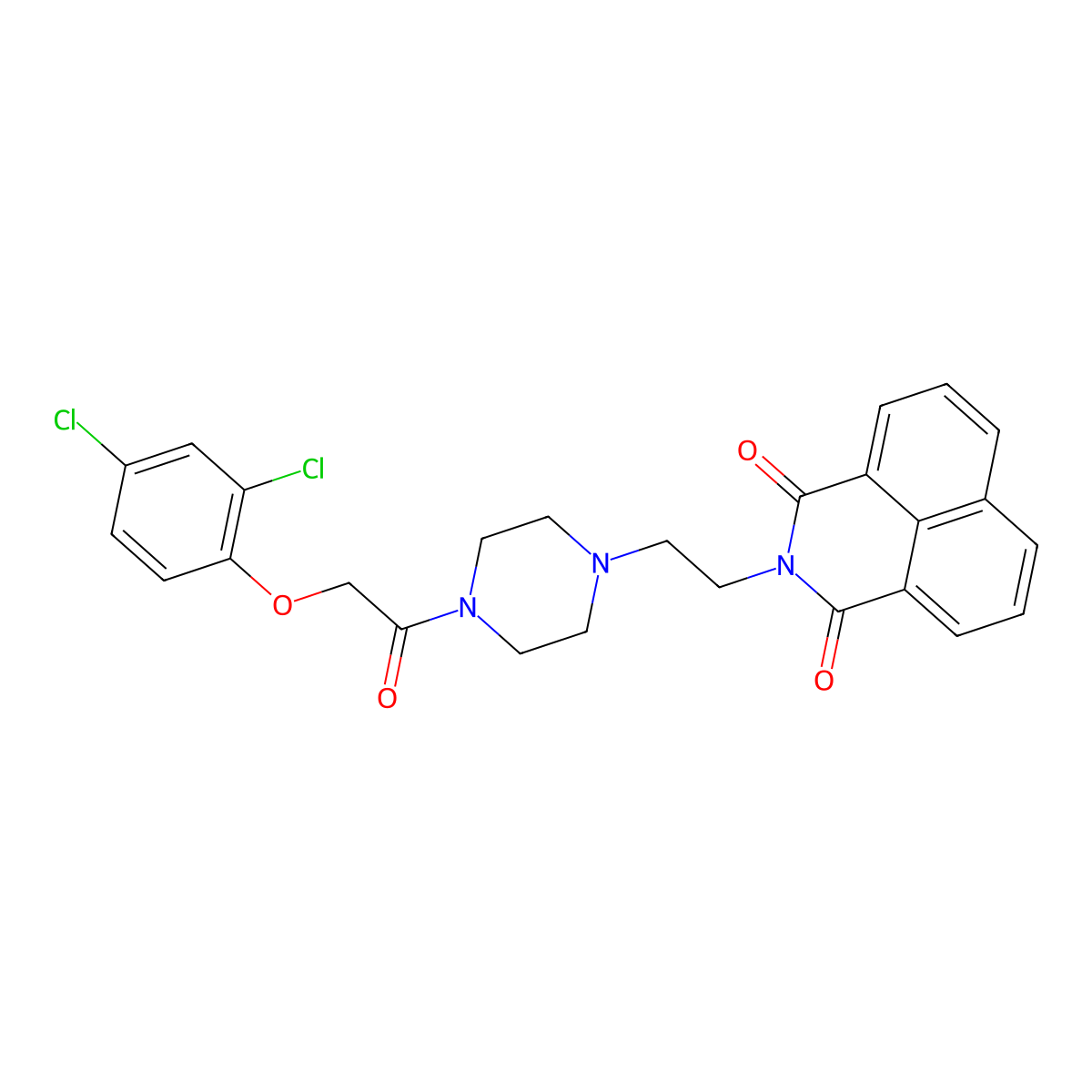 2-(2-(4-(2-(2,4-dichlorophenoxy)acetyl)piperazin-1-yl)ethyl)-1H-benzo[de]isoquinoline-1,3(2H)-dione molecular structure, CAS 326882-02-4