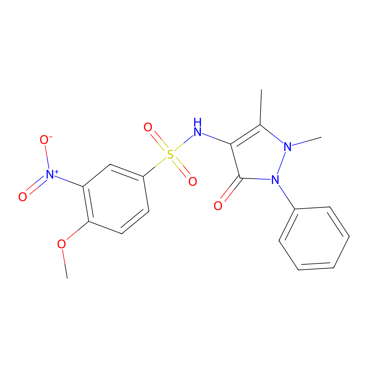 N-(1,5-dimethyl-3-oxo-2-phenyl-2,3-dihydro-1H-pyrazol-4-yl)-4-methoxy-3-nitrobenzenesulfonamide molecular structure, CAS 326882-03-5