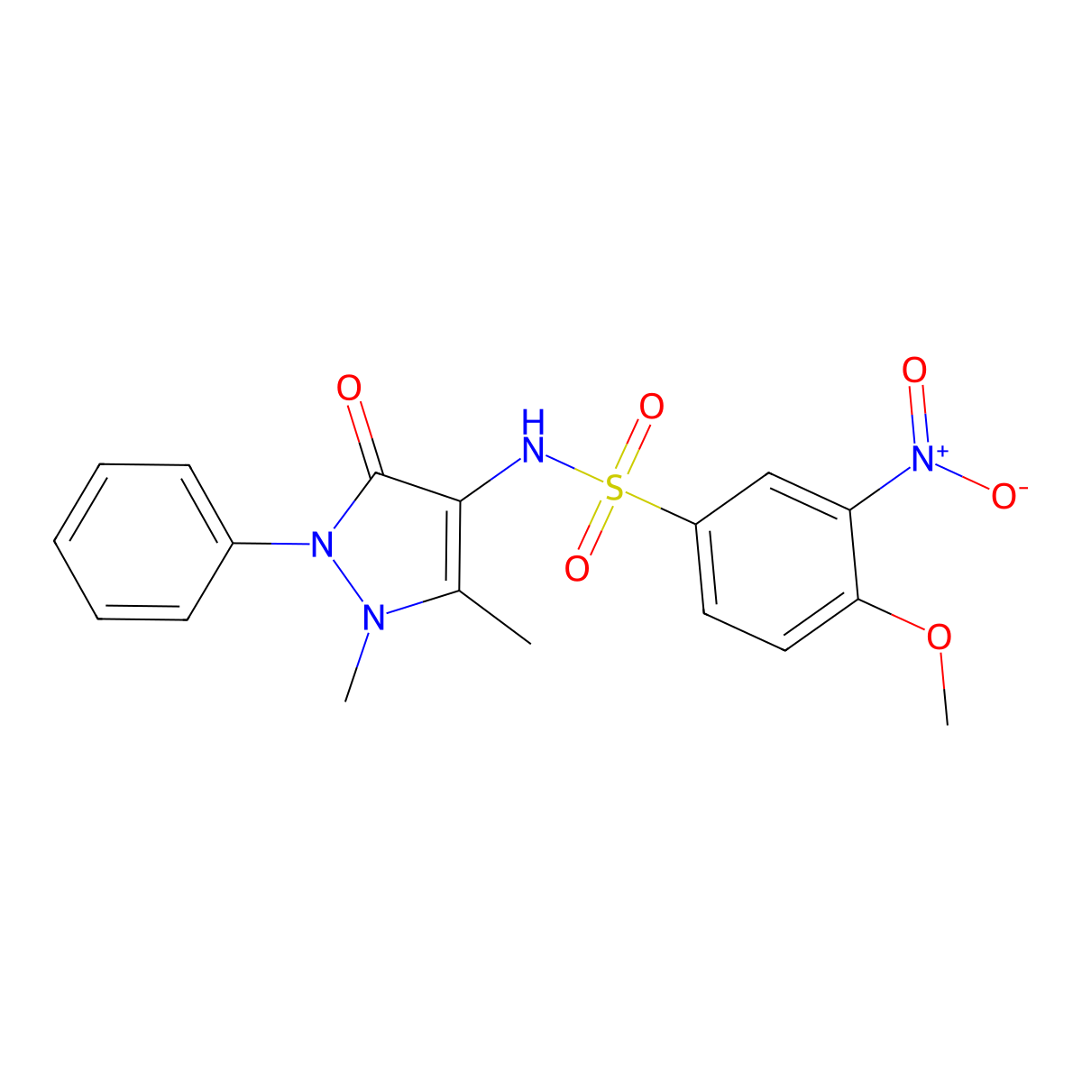 N-(1,5-dimethyl-3-oxo-2-phenyl-2,3-dihydro-1H-pyrazol-4-yl)-4-methoxy-3-nitrobenzenesulfonamide molecular structure, CAS 326882-03-5
