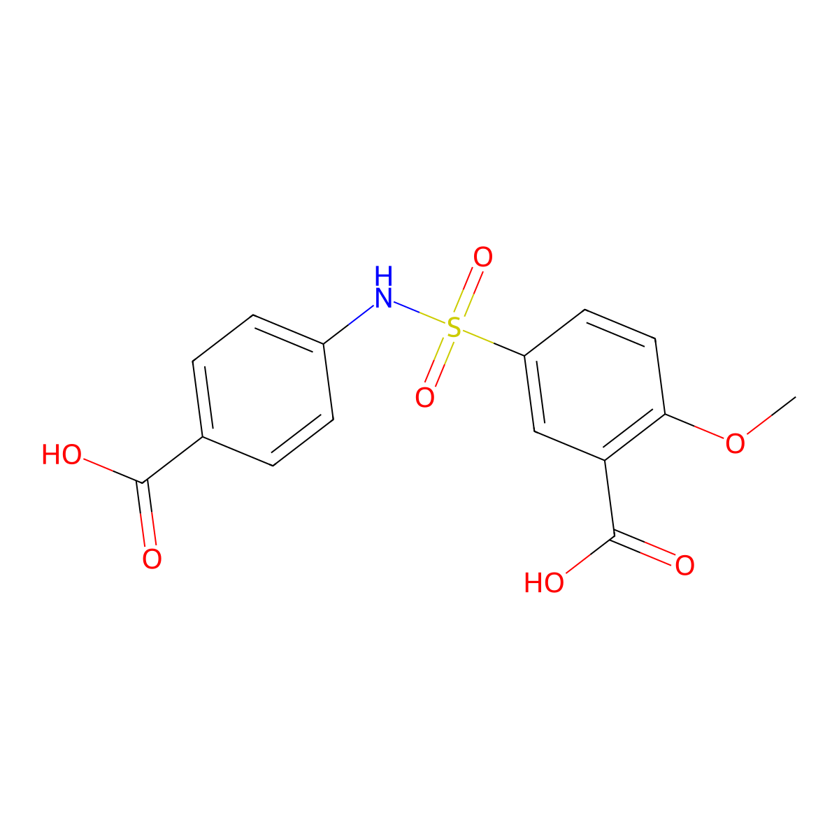5-[(4-Carboxyphenyl)sulfamoyl]-2-methoxybenzoic acid molecular structure, CAS 326882-44-4