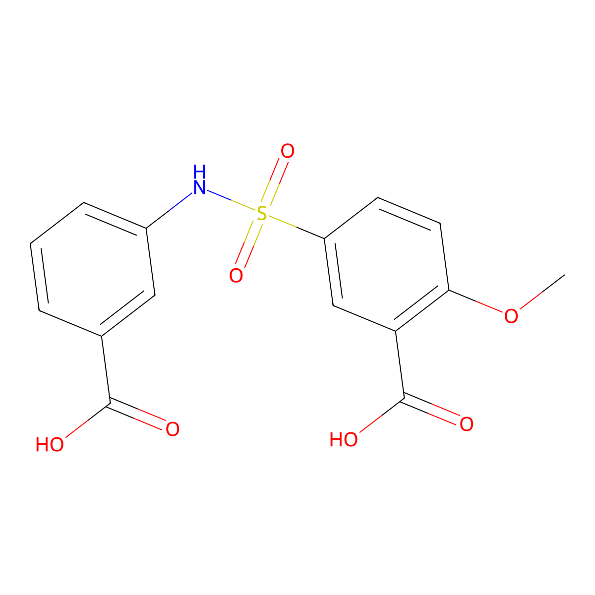 5-[(3-Carboxyphenyl)sulfamoyl]-2-methoxybenzoic acid molecular structure, CAS 326882-45-5