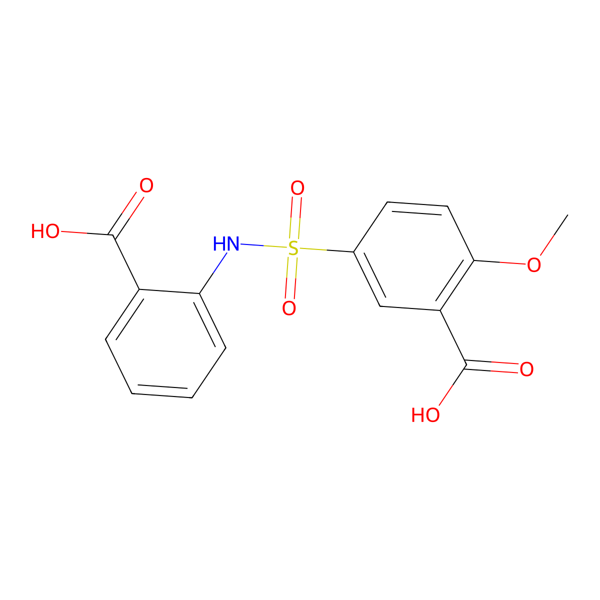 5-[(2-Carboxyphenyl)sulfamoyl]-2-methoxybenzoic acid molecular structure, CAS 326882-46-6
