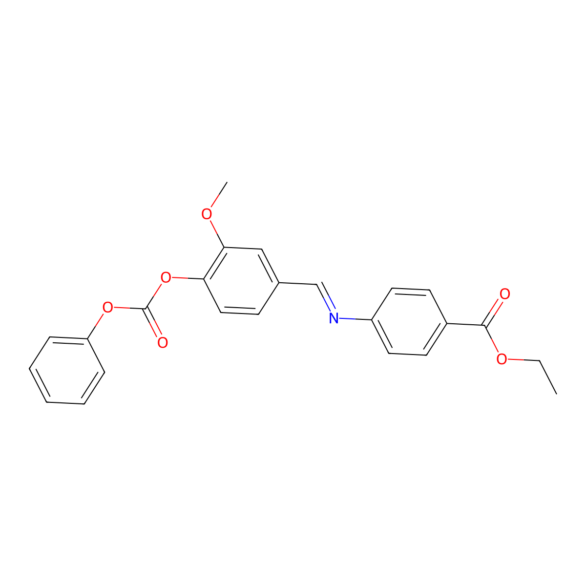 Ethyl 4-[(3-methoxy-4-phenoxycarbonyloxyphenyl)methylideneamino]benzoate molecular structure, CAS 326882-93-3