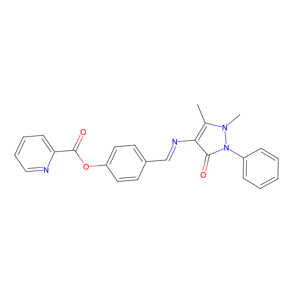 [4-[(1,5-Dimethyl-3-oxo-2-phenylpyrazol-4-yl)iminomethyl]phenyl] pyridine-2-carboxylate molecular structure, CAS 326883-04-9