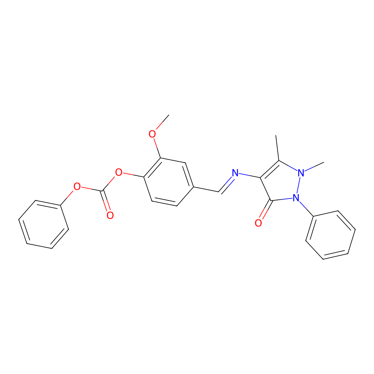 [4-[(1,5-Dimethyl-3-oxo-2-phenylpyrazol-4-yl)iminomethyl]-2-methoxyphenyl] phenyl carbonate molecular structure, CAS 326883-06-1