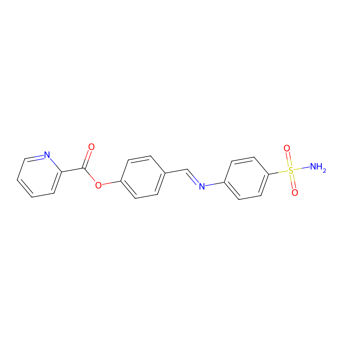 (E)-4-(((4-sulfamoylphenyl)imino)methyl)phenyl picolinate molecular structure, CAS 326883-13-0