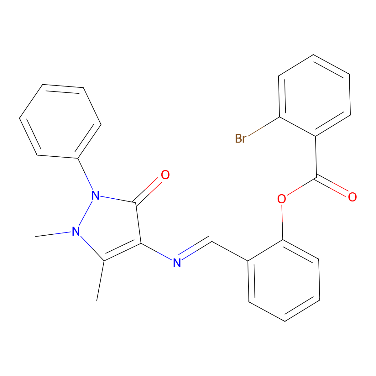 [2-[(1,5-Dimethyl-3-oxo-2-phenylpyrazol-4-yl)iminomethyl]phenyl] 2-bromobenzoate molecular structure, CAS 326883-26-5
