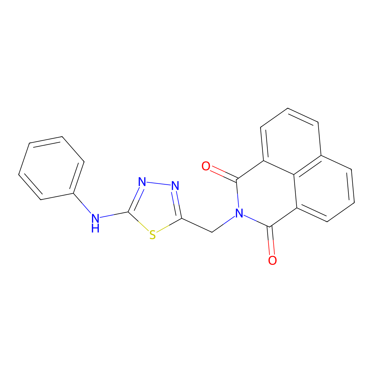 2-((5-(phenylamino)-1,3,4-thiadiazol-2-yl)methyl)-1H-benzo[de]isoquinoline-1,3(2H)-dione molecular structure, CAS 326883-31-2