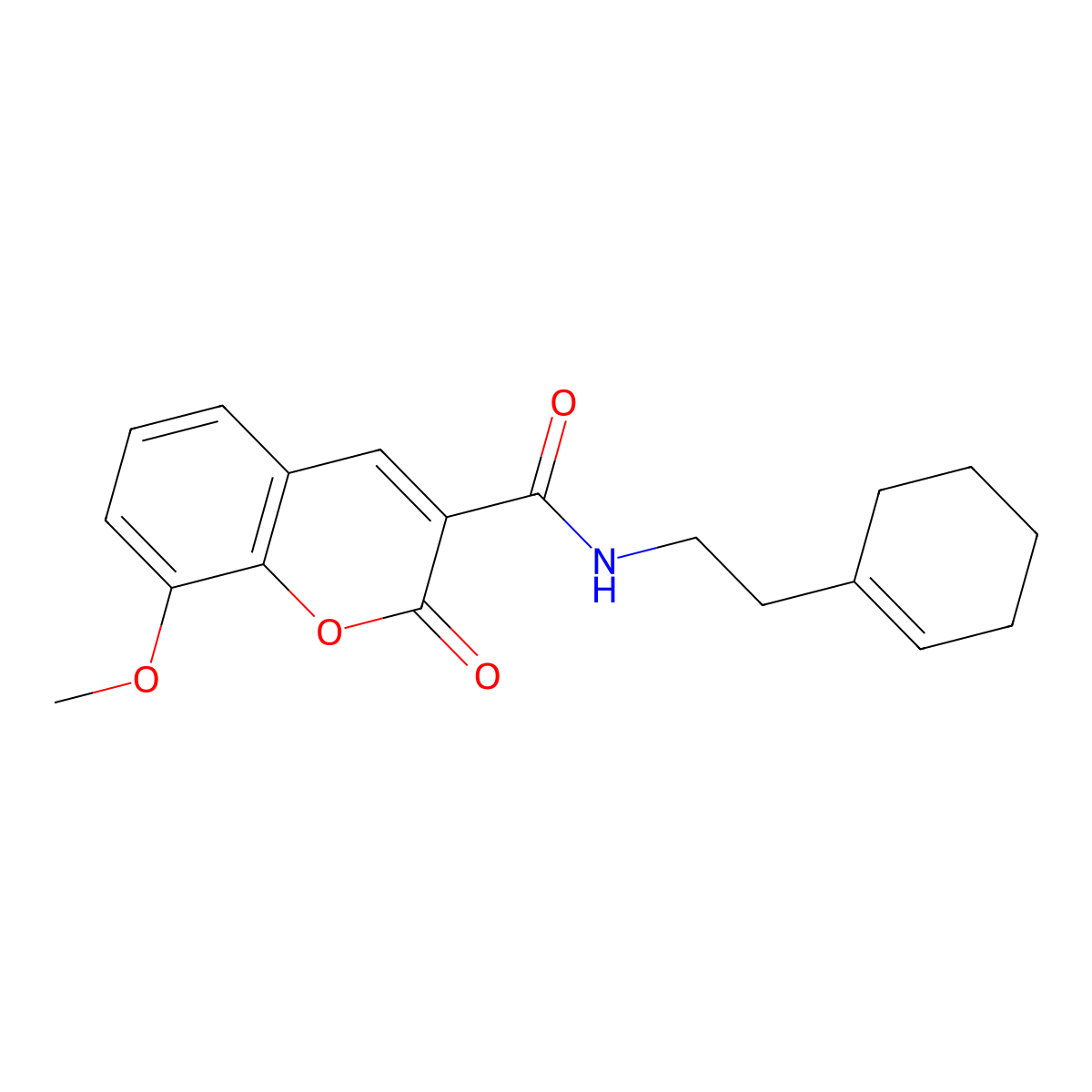 N-[2-(1-cyclohexen-1-yl)ethyl]-8-methoxy-2-oxo-2H-chromene-3-carboxamide molecular structure, CAS 326884-09-7