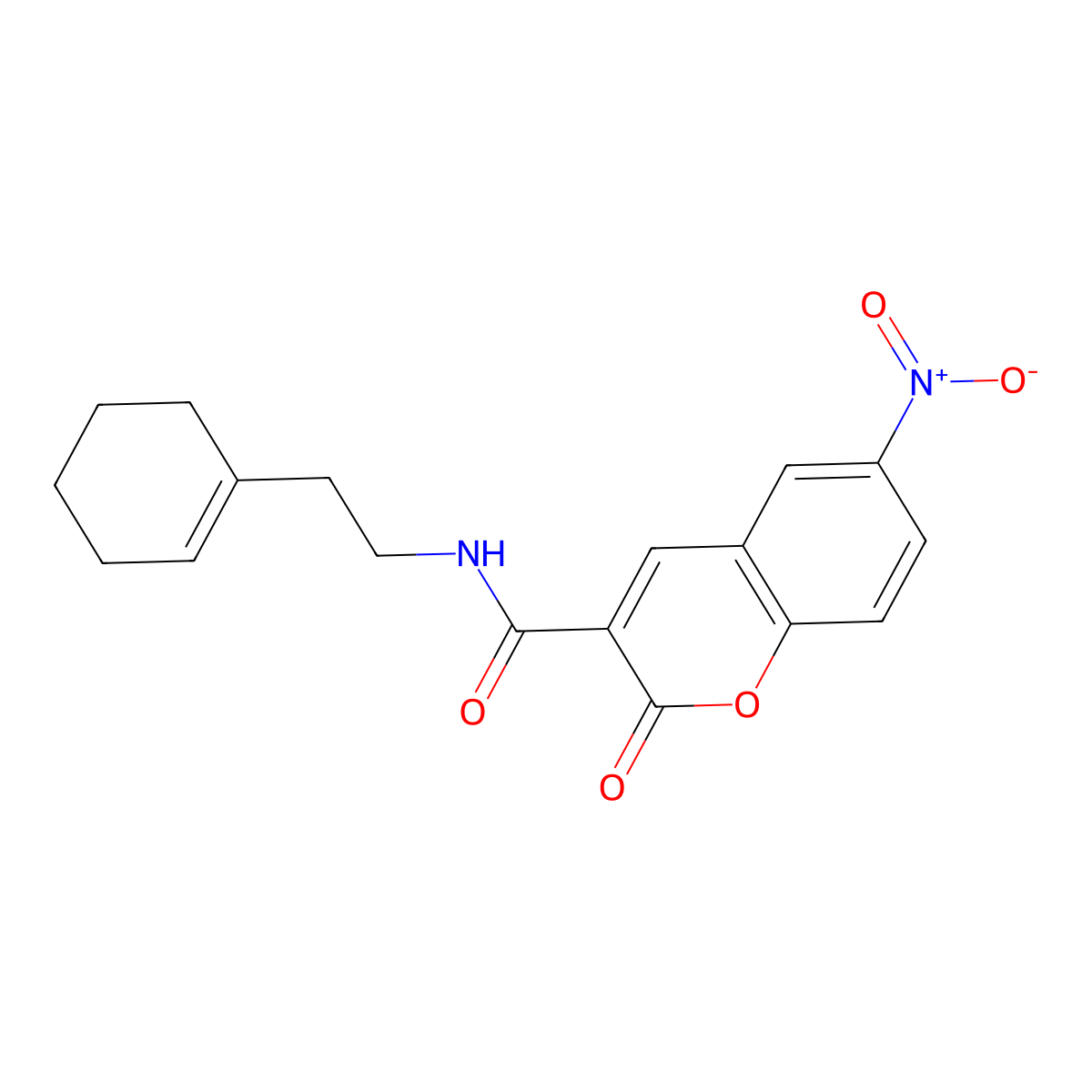 N-[2-(cyclohexen-1-yl)ethyl]-6-nitro-2-oxochromene-3-carboxamide molecular structure, CAS 326884-10-0