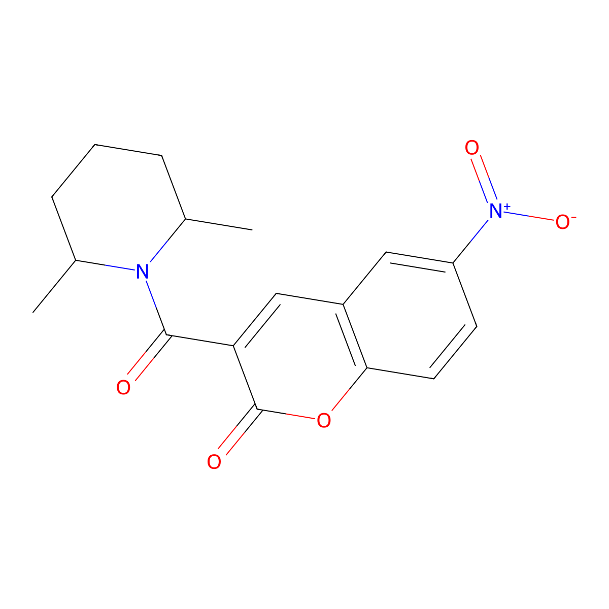3-(2,6-dimethylpiperidine-1-carbonyl)-6-nitro-2H-chromen-2-one molecular structure, CAS 326884-22-4
