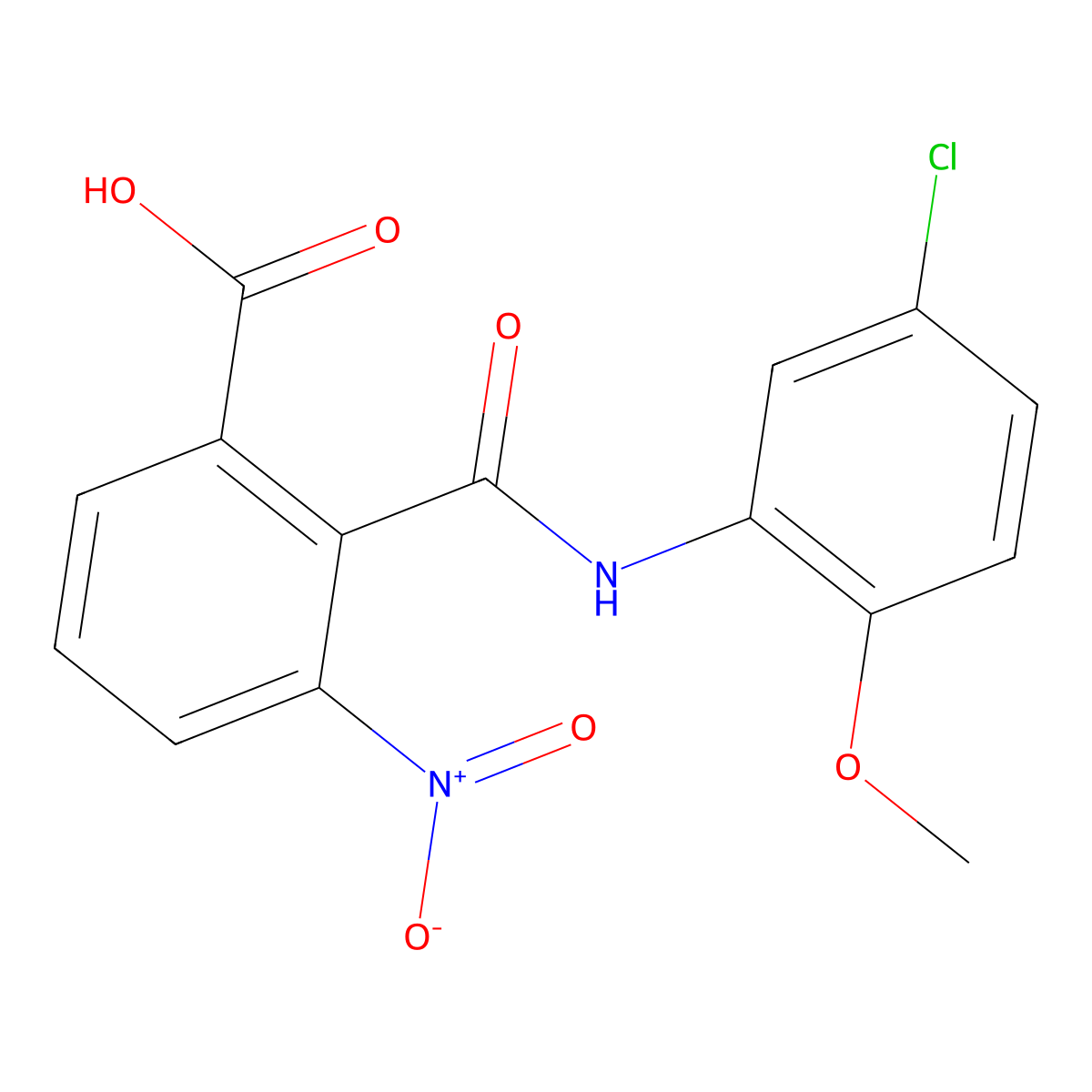 2-[(5-Chloro-2-methoxyphenyl)carbamoyl]-3-nitrobenzoic acid molecular structure, CAS 326884-34-8