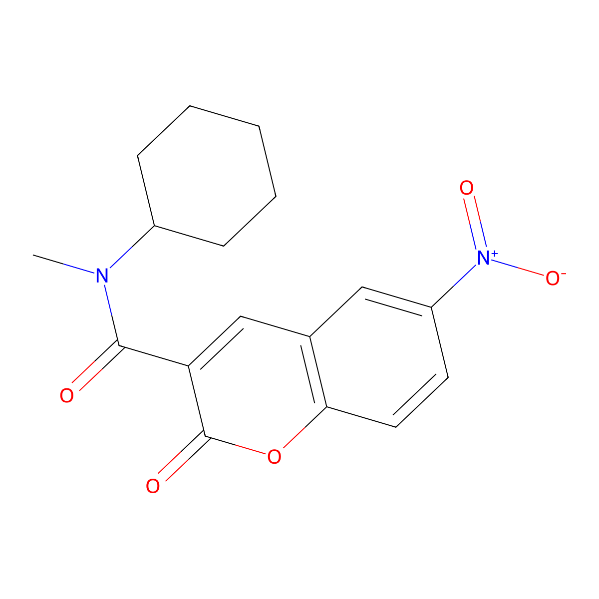 N-cyclohexyl-N-methyl-6-nitro-2-oxo-2H-chromene-3-carboxamide molecular structure, CAS 326884-95-1