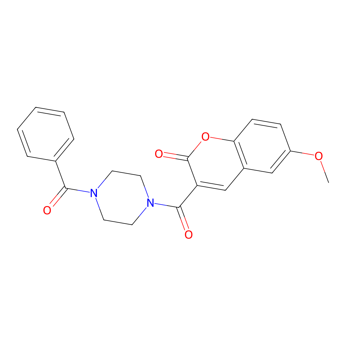 3-(4-benzoylpiperazine-1-carbonyl)-6-methoxy-2H-chromen-2-one molecular structure, CAS 326885-07-8