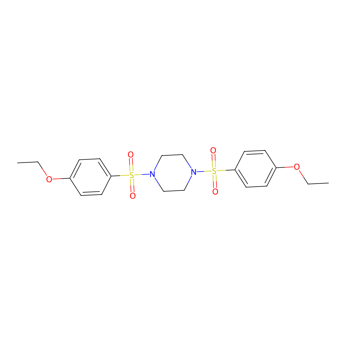 1,4-Bis[(4-ethoxyphenyl)sulfonyl]piperazine molecular structure, CAS 326885-43-2