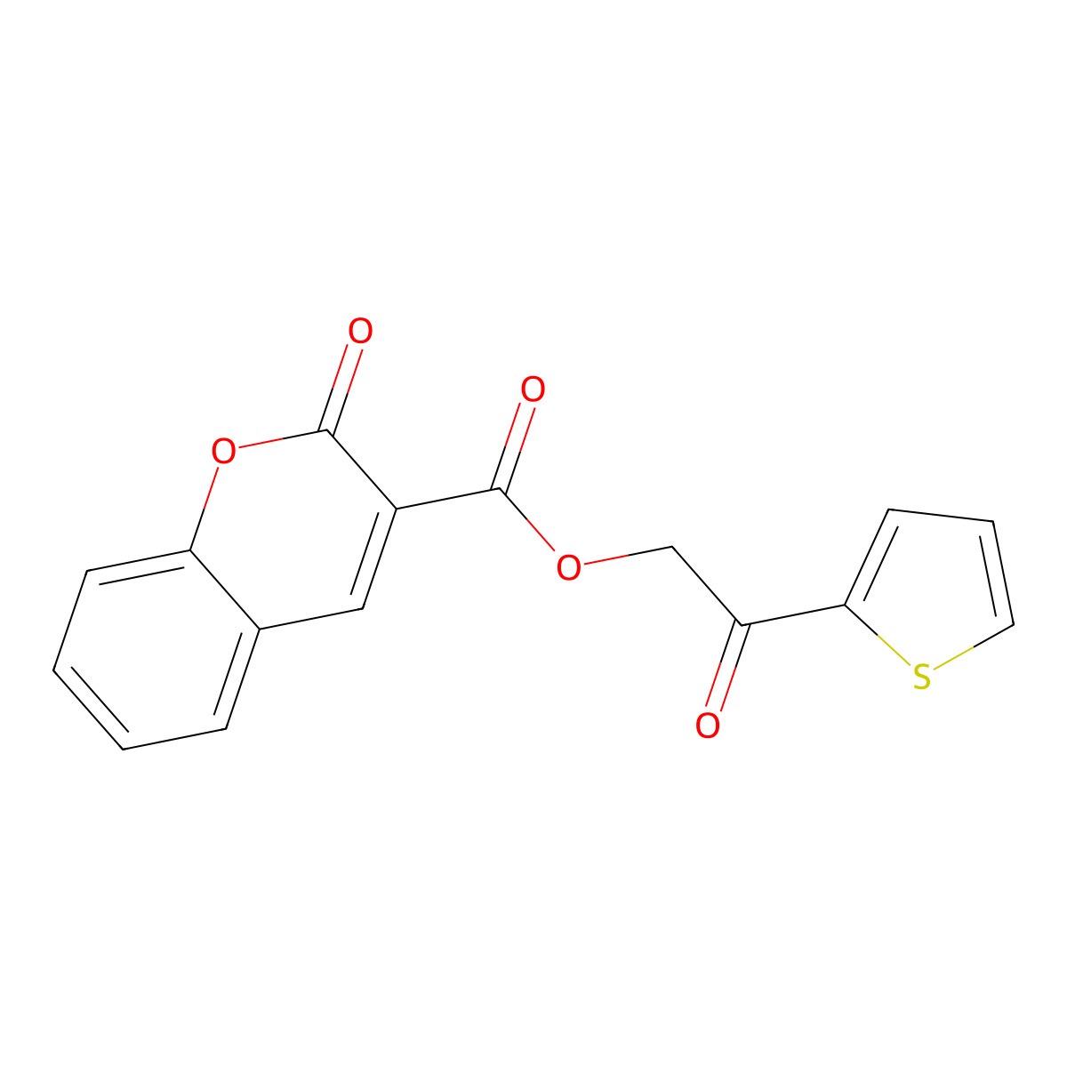 2-oxo-2-(thiophen-2-yl)ethyl 2-oxo-2H-chromene-3-carboxylate molecular structure, CAS 326886-51-5