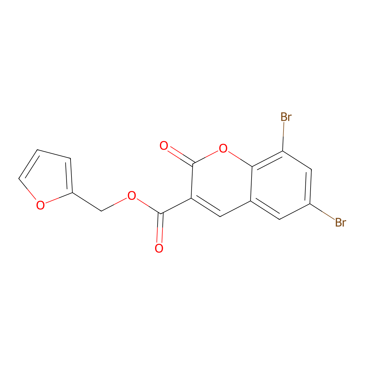 2-Furylmethyl 6,8-dibromo-2-oxochromene-3-carboxylate molecular structure, CAS 326887-48-3