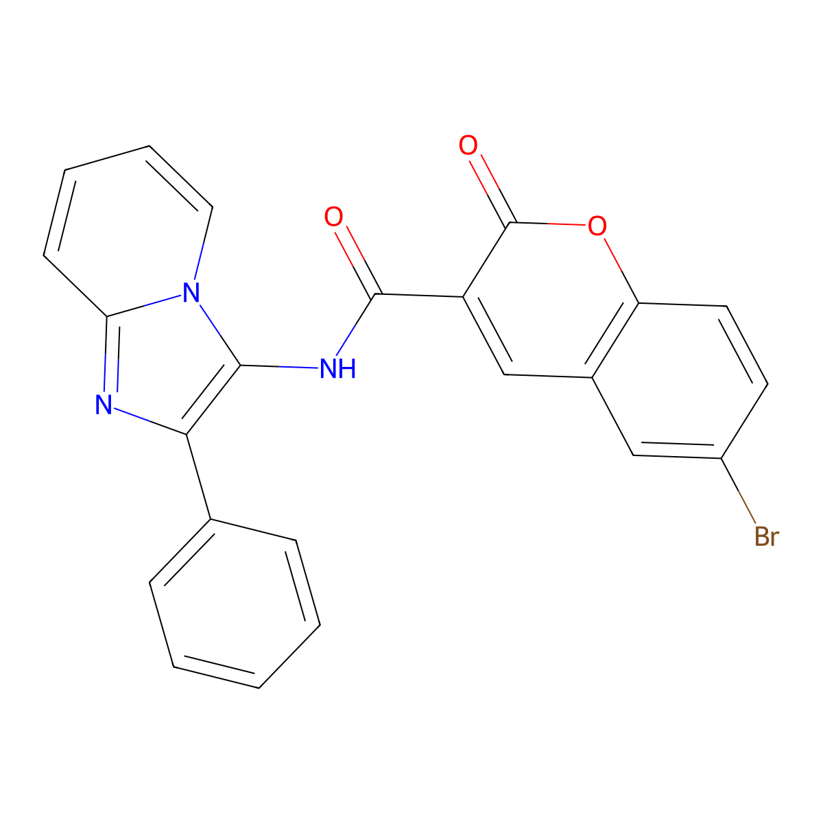 6-bromo-2-oxo-N-(2-phenylimidazo[1,2-a]pyridin-3-yl)-2H-chromene-3-carboxamide molecular structure, CAS 326887-76-7