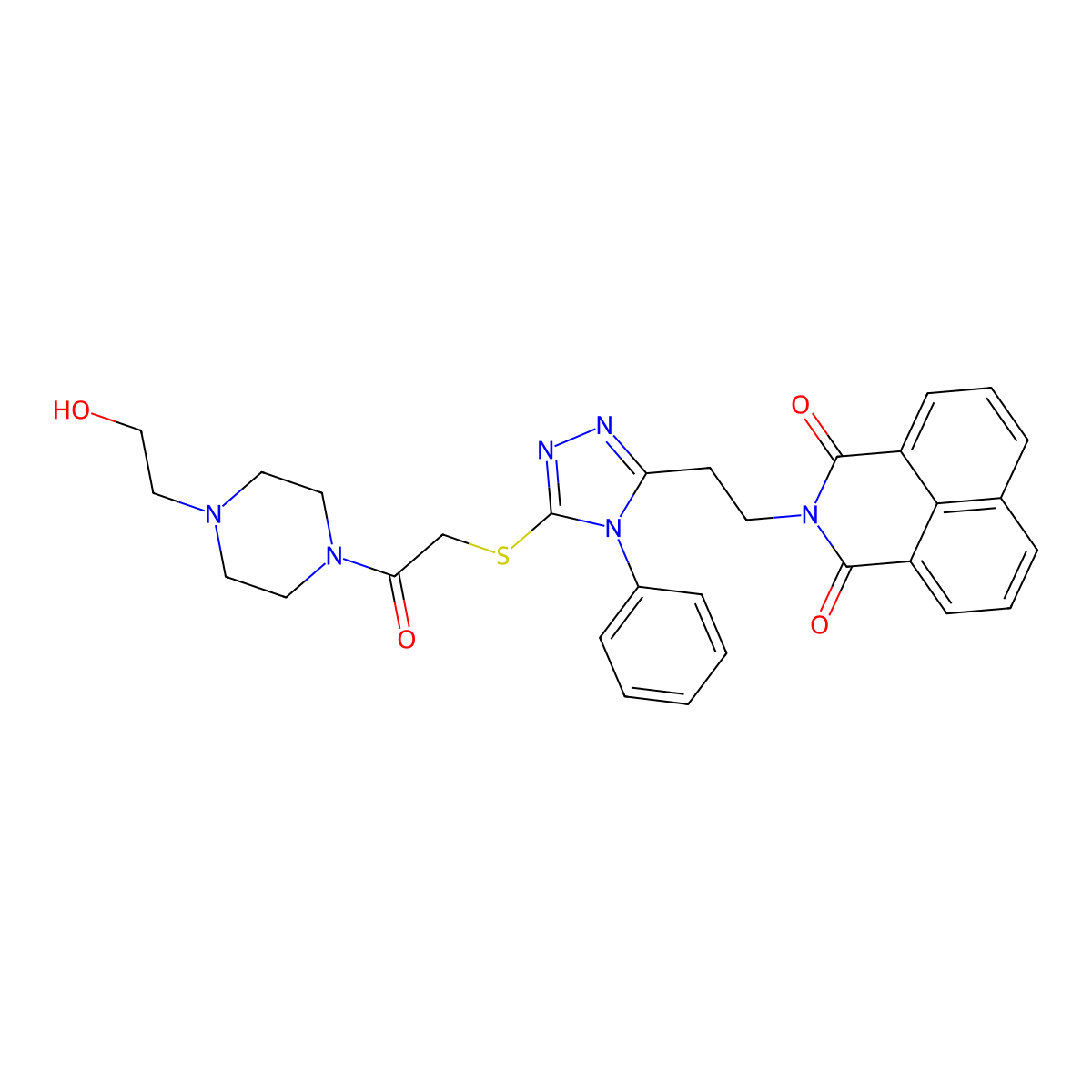 2-[2-[5-[2-[4-(2-Hydroxyethyl)piperazin-1-yl]-2-oxoethyl]sulfanyl-4-phenyl-1,2,4-triazol-3-yl]ethyl]benzo[de]isoquinoline-1,3-dione molecular structure, CAS 326888-10-2