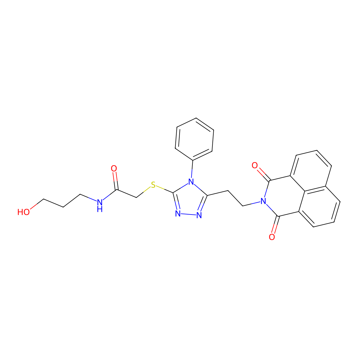 2-((5-(2-(1,3-dioxo-1H-benzo[de]isoquinolin-2(3H)-yl)ethyl)-4-phenyl-4H-1,2,4-triazol-3-yl)thio)-N-(3-hydroxypropyl)acetamide molecular structure, CAS 326888-12-4