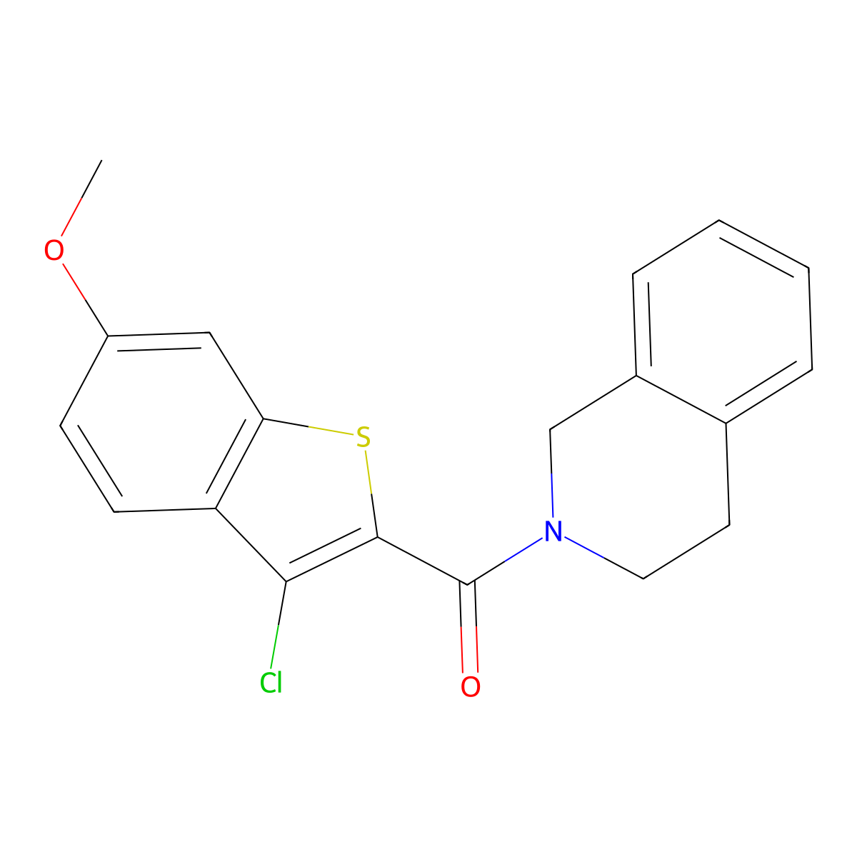 (3-chloro-6-methoxy-1-benzothiophen-2-yl)(3,4-dihydroisoquinolin-2(1H)-yl)methanone molecular structure, CAS 326889-41-2