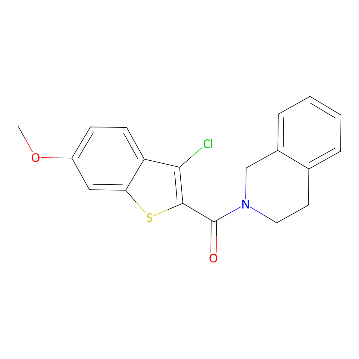 (3-chloro-6-methoxy-1-benzothiophen-2-yl)(3,4-dihydroisoquinolin-2(1H)-yl)methanone molecular structure, CAS 326889-41-2