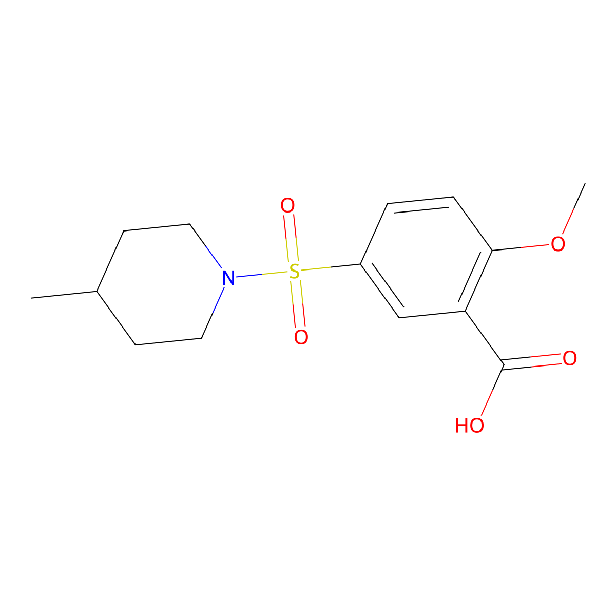 2-Methoxy-5-[(4-methylpiperidin-1-yl)sulfonyl]benzoic acid molecular structure, CAS 326889-54-7