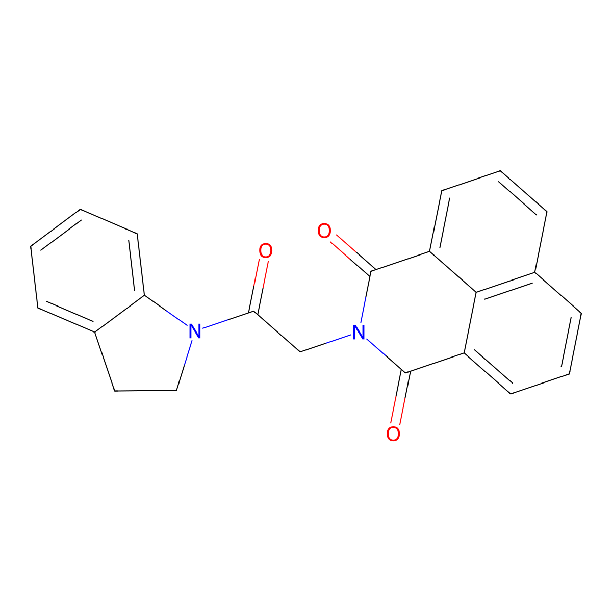 2-(2-(indolin-1-yl)-2-oxoethyl)-1H-benzo[de]isoquinoline-1,3(2H)-dione molecular structure, CAS 326889-63-8